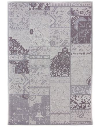 Flachgewebeteppich Kelim Patchwork Sofi Grau