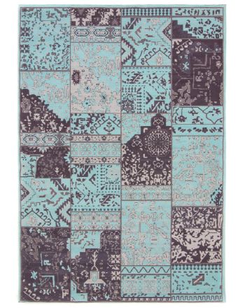 Flachgewebeteppich Kelim Patchwork Sofi Blau