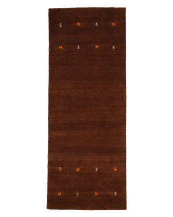Wollteppich Gabbeh Uni Läufer Braun