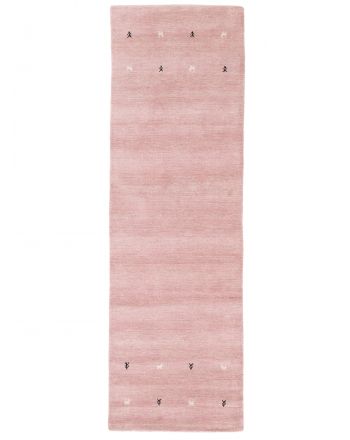 Wollteppich Gabbeh Uni Läufer Rosa