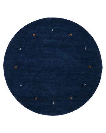 Wollteppich Gabbeh Uni Rund Blau