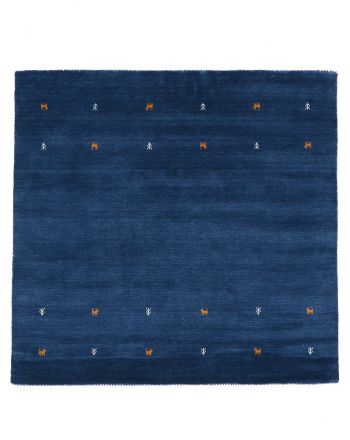 Wollteppich Gabbeh Uni Quadratisch Blau