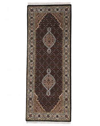 Tabriz Mahi Läufer Teppich Schwarz