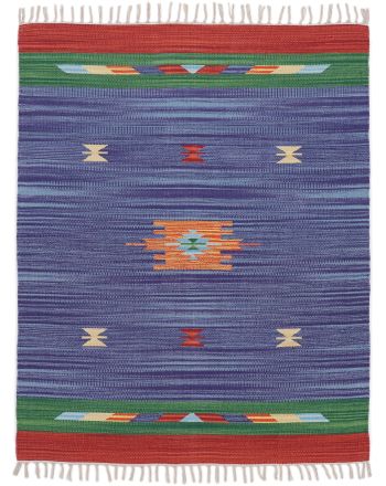 Flachgewebeteppich Kelim Amal Blau