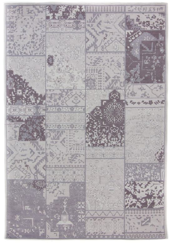 Flachgewebeteppich Kelim Patchwork Sofi Grau