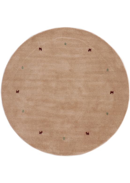 Wollteppich Gabbeh Uni Rund Beige