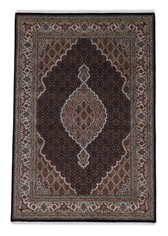 Tabriz Mahi Teppich Schwarz